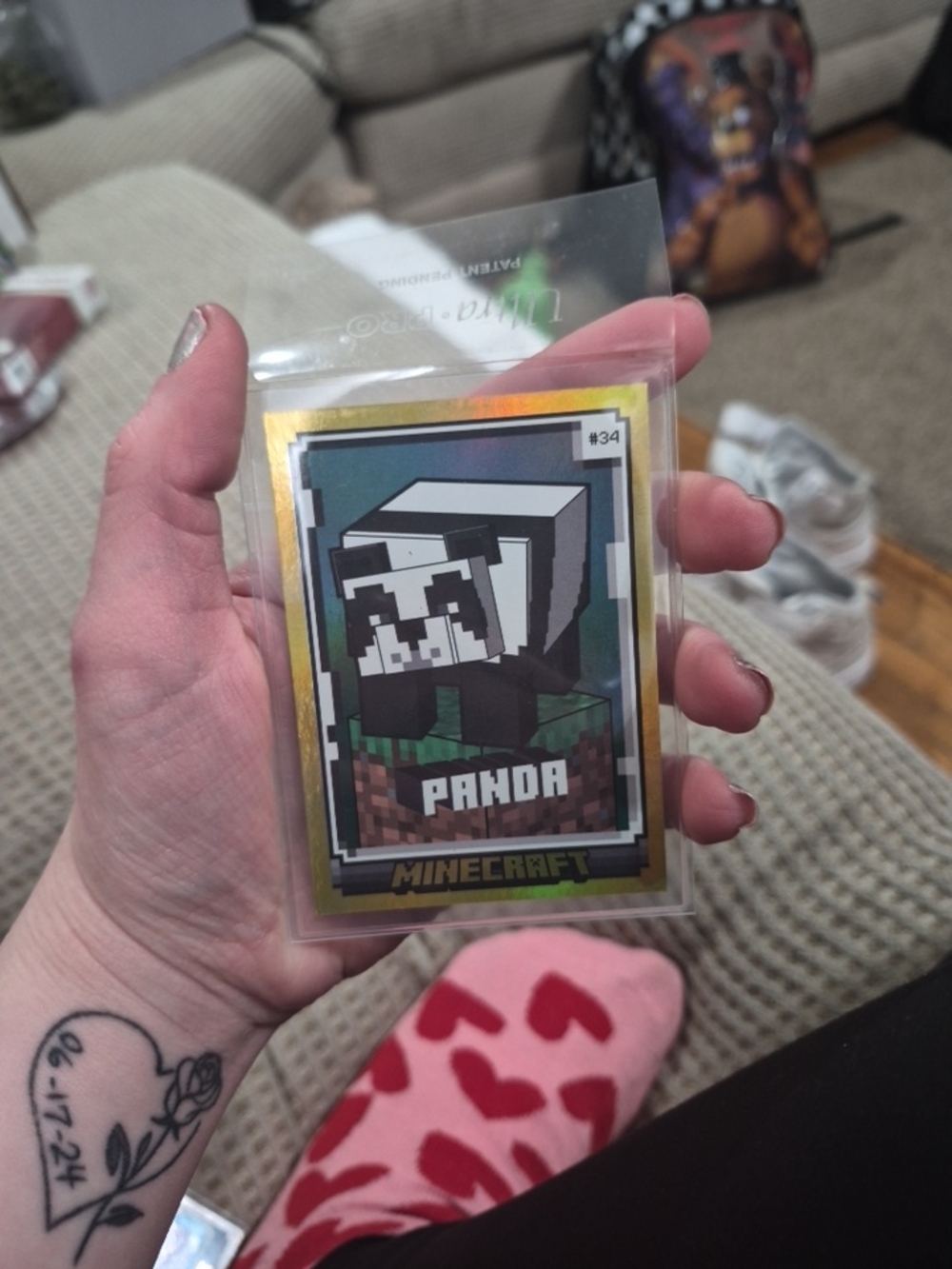 Panini Minecraft Panda Card - Gold, Black, White, Green